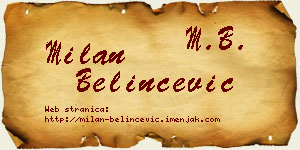 Milan Belinčević vizit kartica
